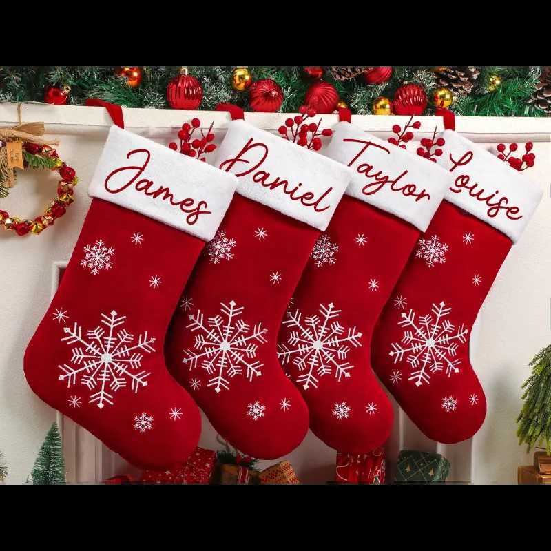 Personali Christmas Stockings Red Plush Christmas 2025 Family Stockings Gift Xmas Decoration Gift for Kids Boys Girls H251107-image-1083627165