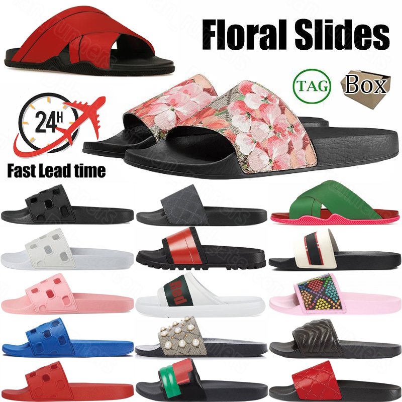 Designer Sandals Web Slide Rubber Slippers for Women Mens Slider Blooms Flower Tiger Bee Luxury Canvas Gear Bottoms Loafers Flip Flops Flat Beach-image-898544343