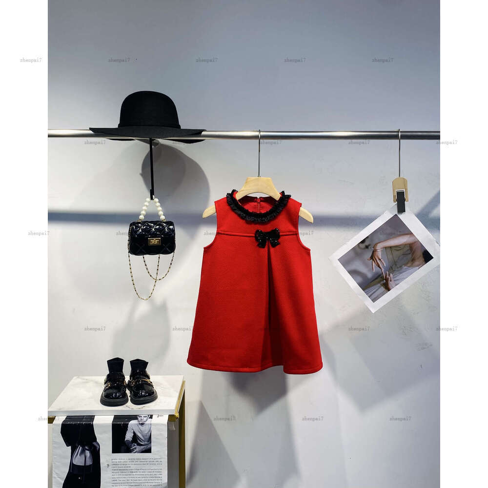 Top girls dress Sleeveless Princess dress kids designer clothes Summer partydress Lace collar baby skirt A021X01N001-image-1083570528