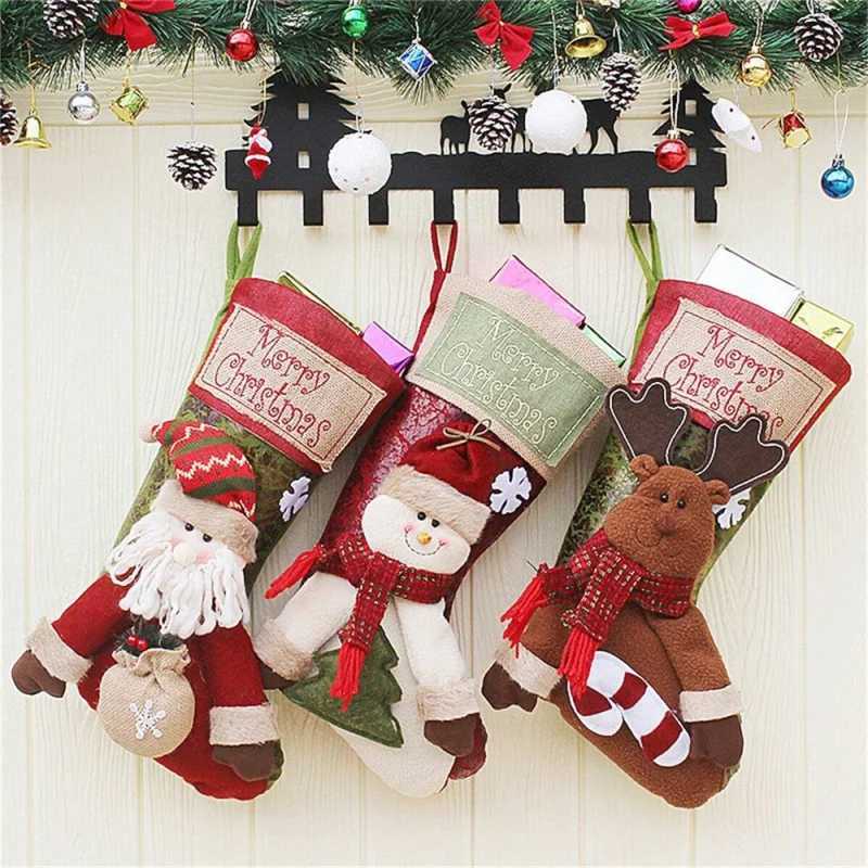 Large Christmas Stocking Gift Bag Ideal for Santa Gifts Seasonal Presents Perfect Holiday Decoration Accessory H251107-image-1083630611