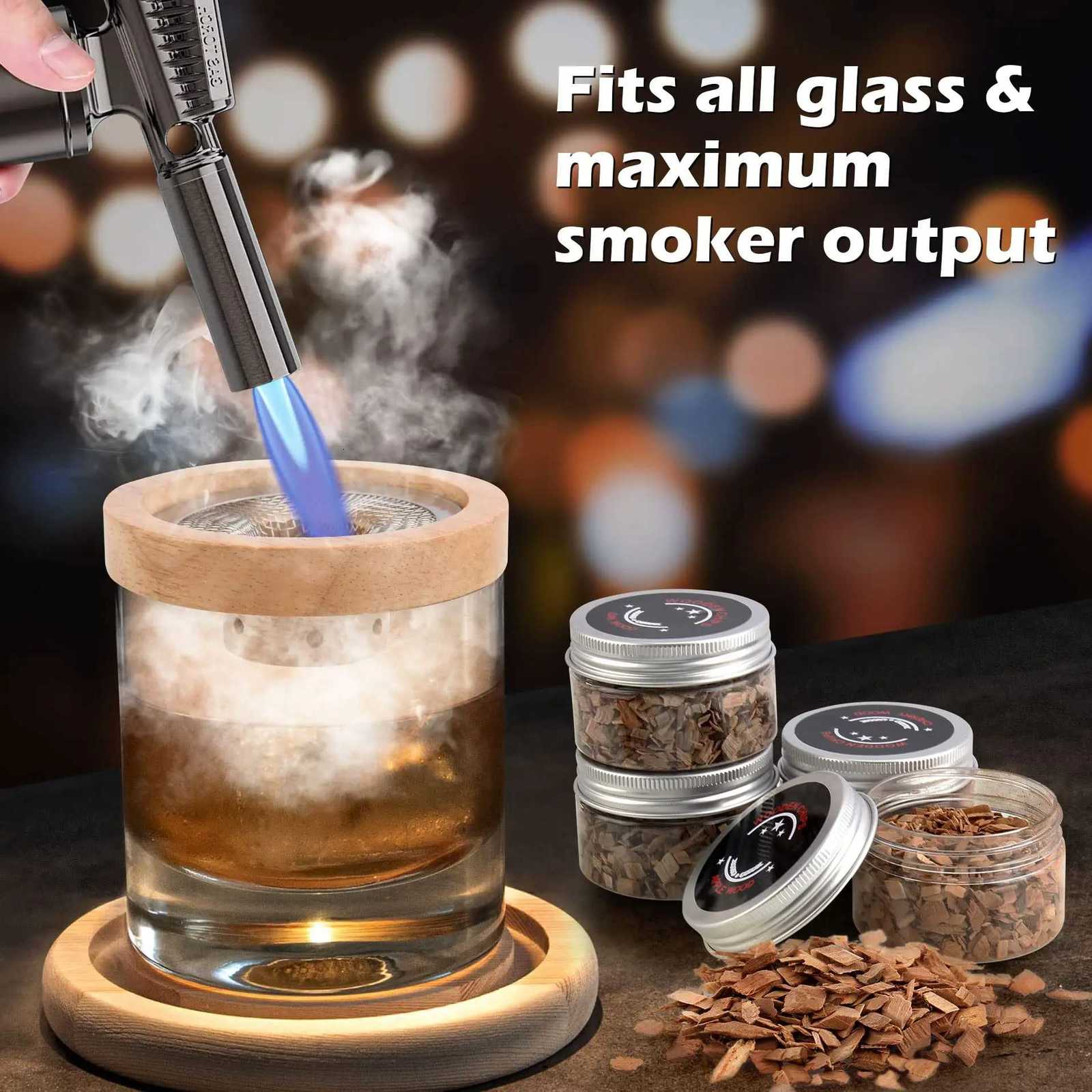 Cocktail Smoker Set Bar Wooden Smoked Wood Hood Whiskey Smoking Wood Chips Box Cocktails Infuser Kit Kitchen Accessories Y251107a-image-1083900842