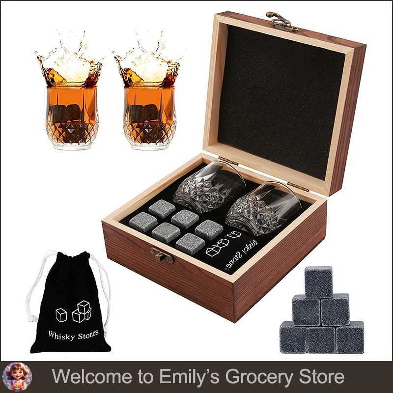 Fathers Day Gift for Men Whiskey Stones es Set Granite Cube for Whisky in Wooden Bottle Box Present for Dad Husband Y251107-image-1083605971