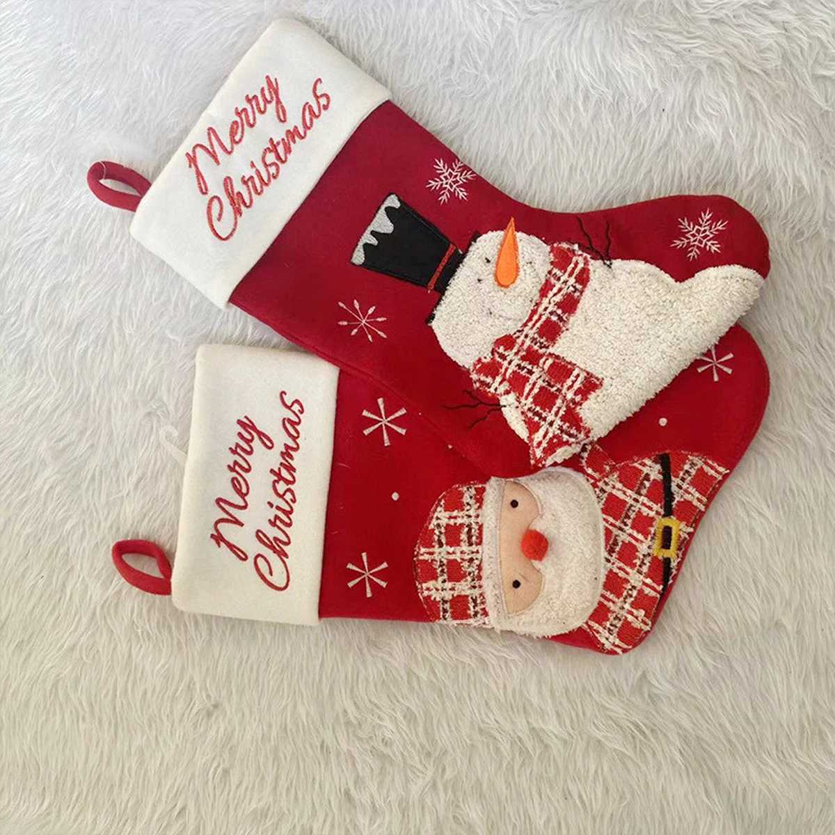 Cartoon Christmas Socks Gift Bag Christmas Snowman Old Man Elk Pattern Christmas Decorations Pendant Candy Storage H251107-image-1083628509