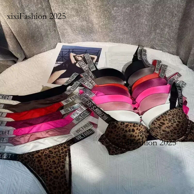 Summer Lace Rhinestone Letter Brand Design Underwear Thongs Women's VS Panties New seamless Comfort Top DuPont Fabric Ultra-thin Pj Striped