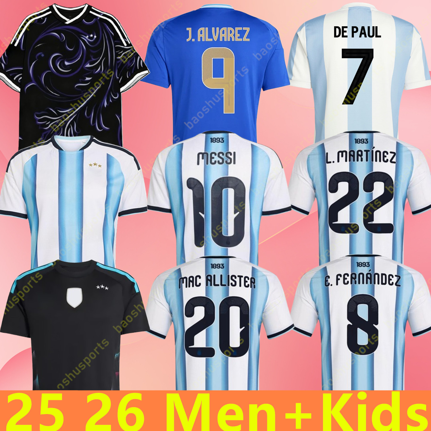 Argentina 2025 2026 World Cup Home Soccer Jerseys MESSIS 50th 25 26 3 Star Fans Player Version MAC ALLISTER DYBALA DI MARIA MARTINEZ DE PAUL Men-image-938424844