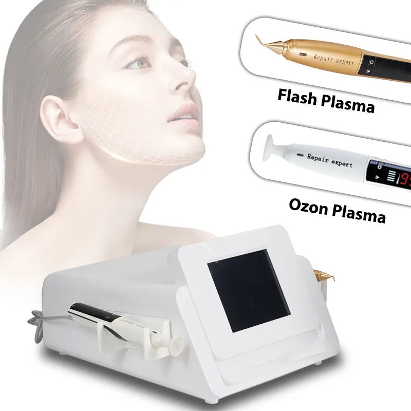 Professional 2 Handles Plasma Pen Machine Gold Handles Ozone Plasma Pen Face Lift Machine Fibroblast Plasma For Anti Aging Eye Lift Equipment