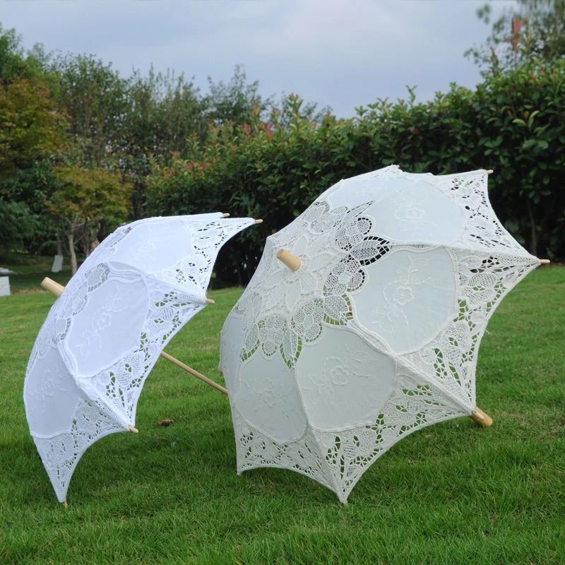 28/45/75CM wooden handle lace craft umbrella celebrity lace umbrella wedding pography bride maid umbrella decoration 250408 M260303-image-1096023190