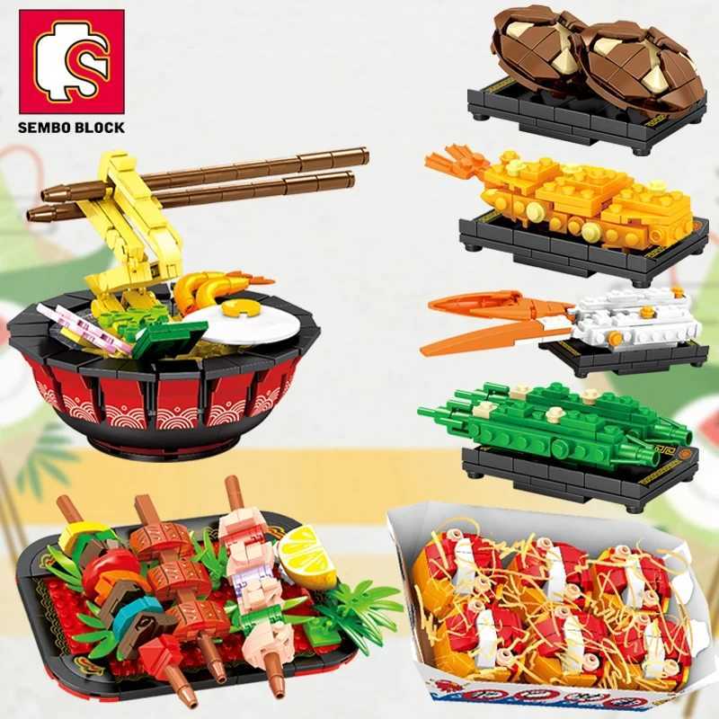 Japanese Cuisine Toys Bricks Sushi Ramen Music Box Building Blocks DIY Roleplay STEM Collectible Model Kits Holiday Gifts C251110-image-1084007176