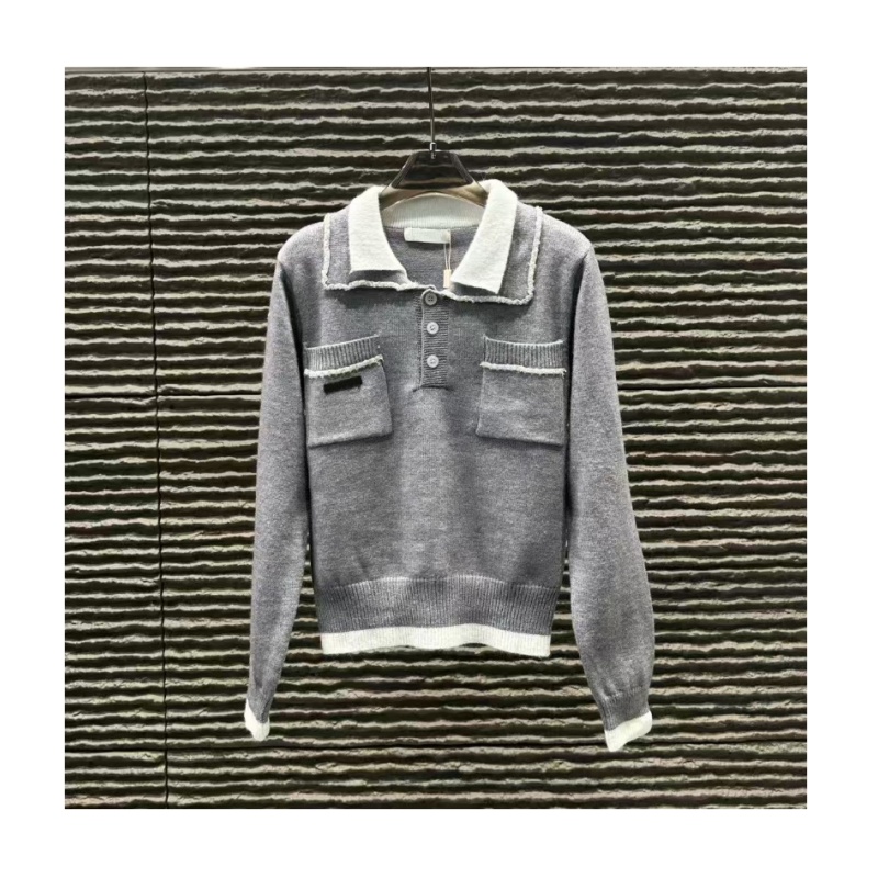 Designer Women Sweater Fashion Stripe Woman Knitted Sweater Top Polo Collar Bow Long Sleeve Lightweight Knitted Sweaters Versatile Casual Interior S