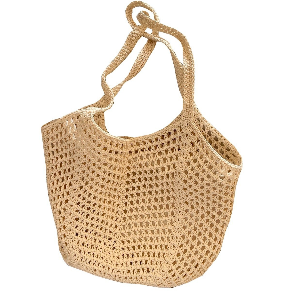 Sac de plage tissé de Style coréen H10 pour femmes, fourre-tout spacieux en maille creuse pour les vacances d'été