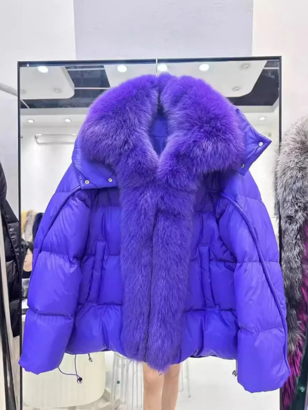 Real Fur Coat White Duck Down Jacket Women Warm Hooded Front Flap Female 2024 Winter Fashion Casual 251107