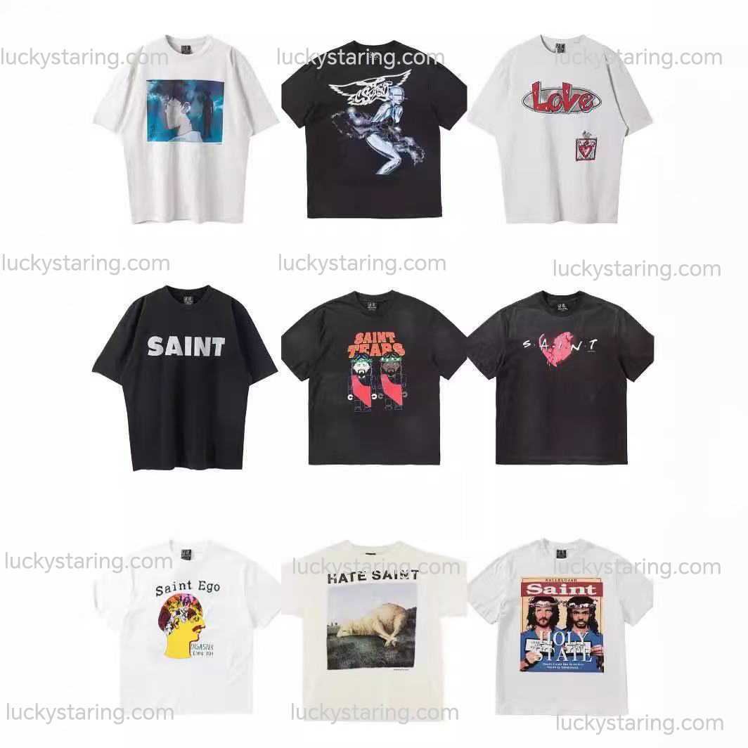 T-shirt de créateur inspiré de Saint pour hommes, en coton doux, coupe confortable, imprimé exclusif High Street