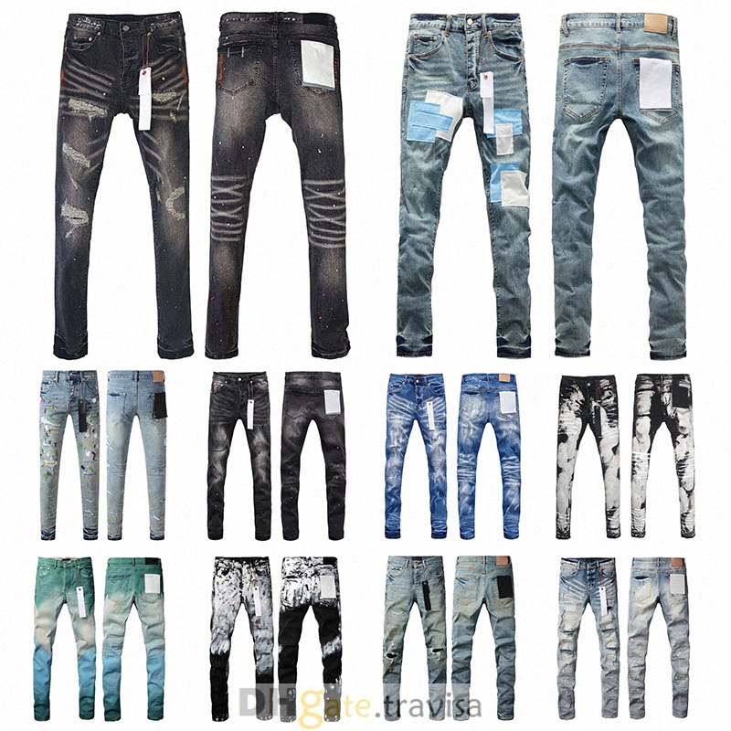 Designer purples Jean For Mens jeans letters Designer Pants Denim Trousers Mens purples brands jeans High Quality Straight Retro RippedUgZX#-image-999267528