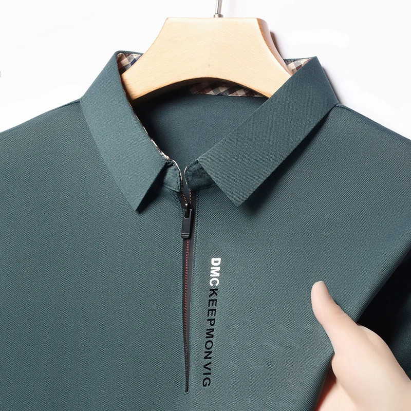 Half Zip Stand Up Collar Mens Long Sleeved T-shirt Autumn/winter Polo Shirt Business Base Shirt 251107