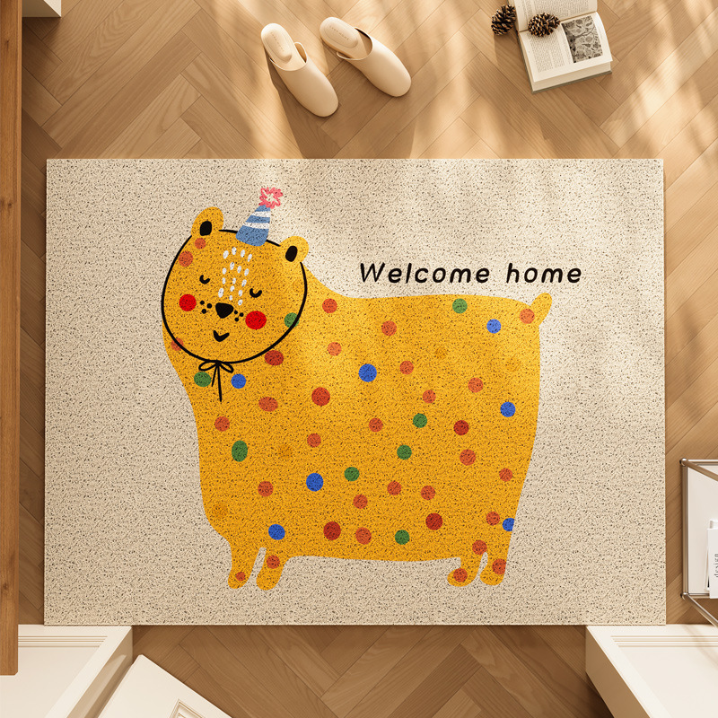 Entrance Door Mats High-grade Cartoon Polka Dot Anti-slip Mats Household Scraping Mud and Soil Silk Circle Mats-image-1052494971
