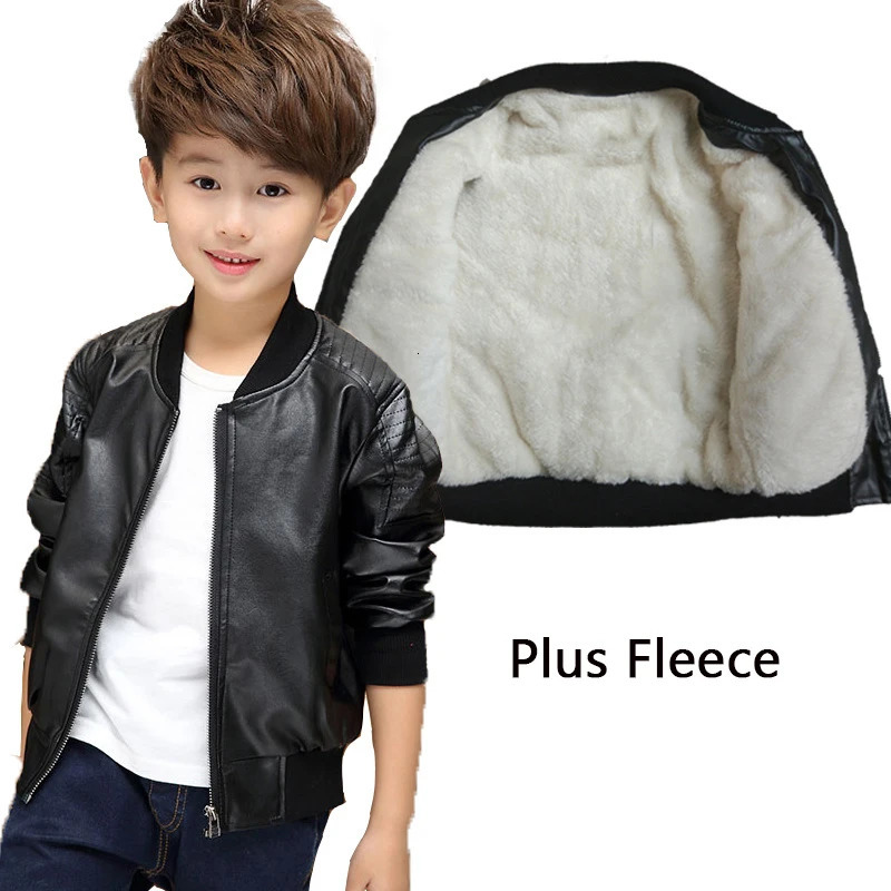 Boys Thick Coats Autumn Winter Fashion Big Childrens Plus Velvet Warming Cotton PU Leather Jacket For 2-14Y Kids Outerwear 251104BJ