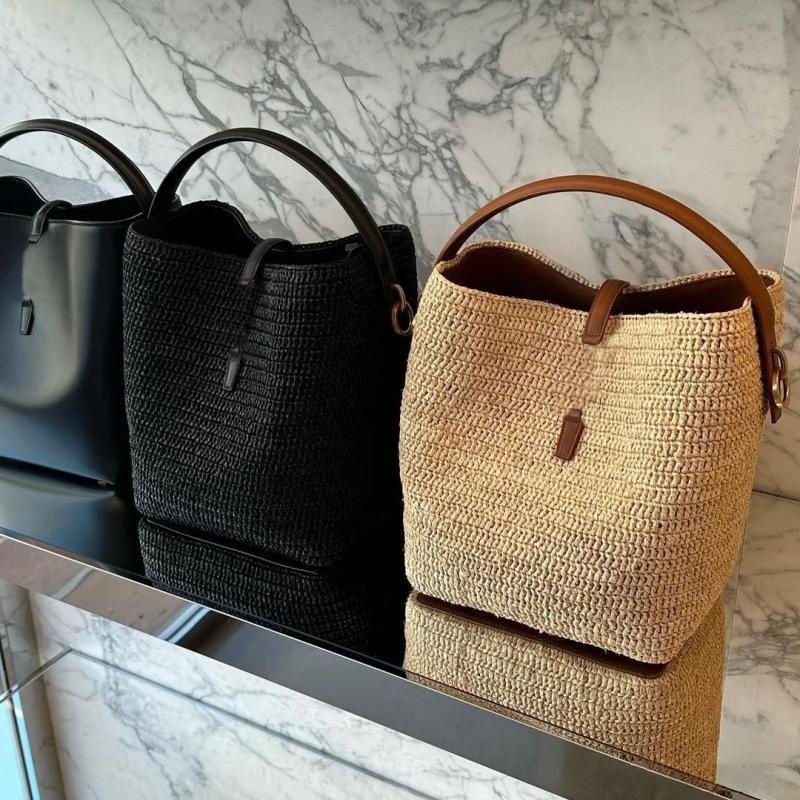 LE 37 Designer Bag Shiny Leather Bucket Raffia Crochet Straw Shoulder Bags Women Crossbody Tote 2-in-1 Mini Purse High Quality Beach Luxurys Handbag
