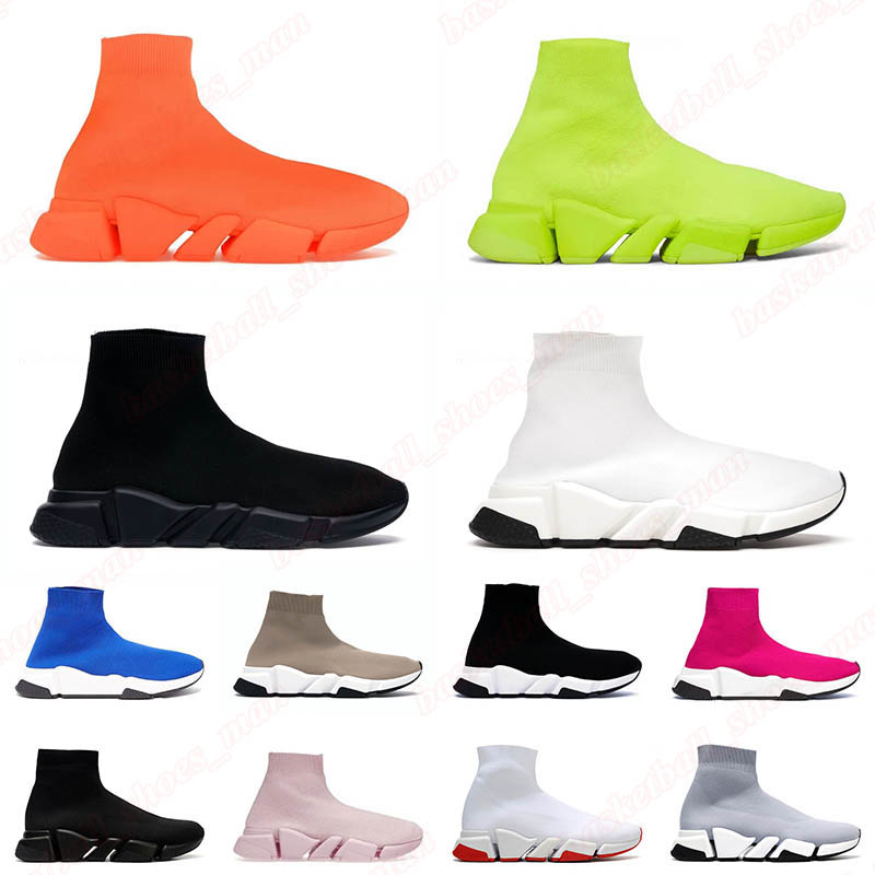2025 New Arrival Speed 2.0 Running Shoes Designer Socks Sneakers Vintage Platform Triple Black White Glow Orange for Men Women Sock Trainrs Runne