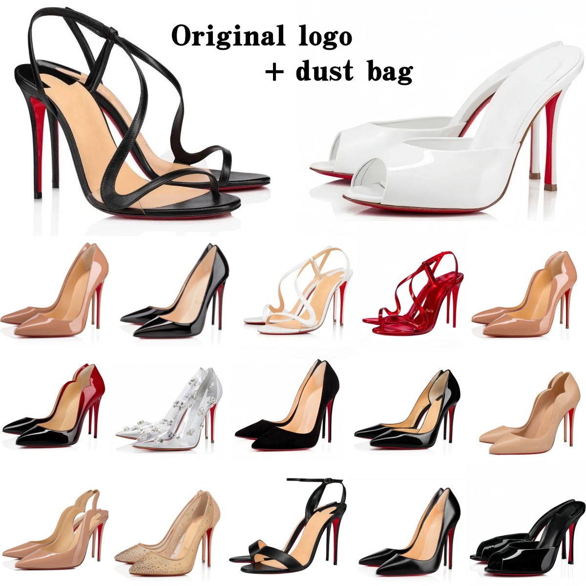 heels Brand Designer Women&#039;s High Heels Red Shiny BottomShoes 8cm 10cm 12cm Stiletto Genuine Leather Woman Pumps with Dust Bag us4-13-image-930191980