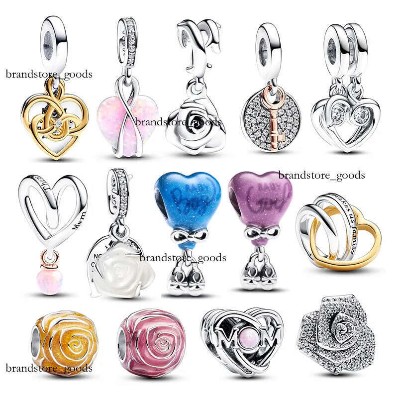 2024 New Charms Mother Day 925 Sterling Silver Pink Rose Beads Glass For Making Jewelry Love Changes Women Birthday Is Gift 39