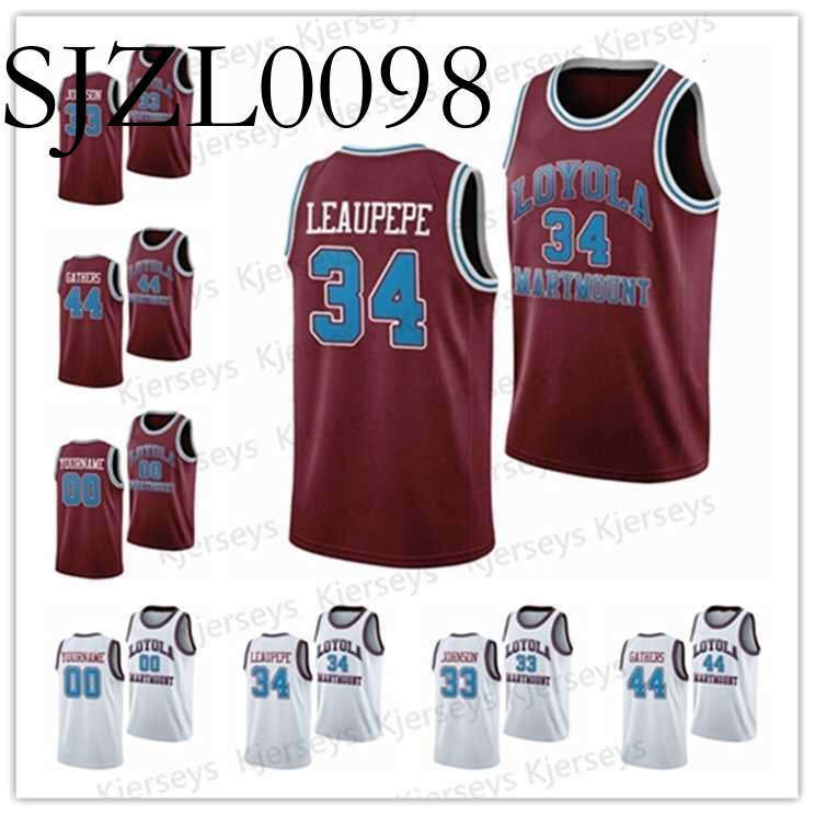 Gla XLMU Loyola Marymount Lions University Basketball 34 Keli Leaupepe 30 Bo Kimble 44 Hank Gathers Retro Basketball Jersey Men's Stitched Cust