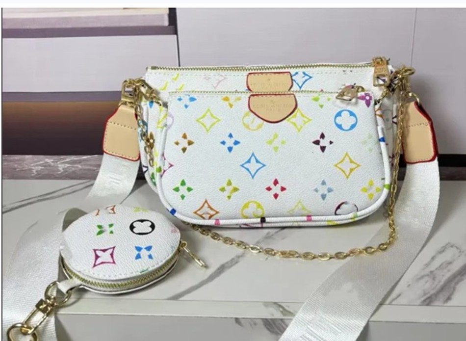 2025 Luxury Genuine Leather Designers Bags 3pcs/set accessories women Crossbody Leather Purse Messenger Handbags Flowers shoulder lady Leather wa