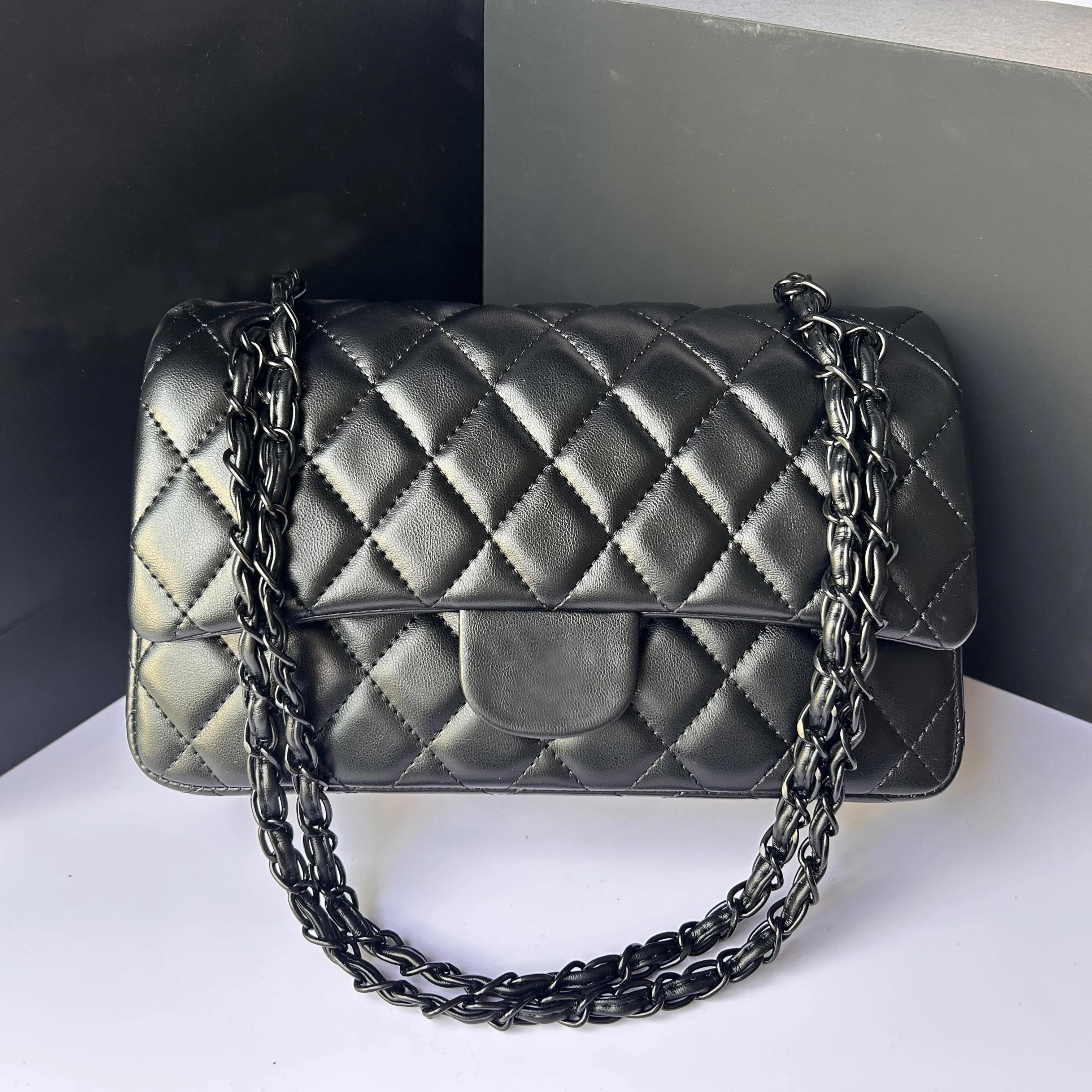Fashion Womens Sheepskin Leather Party Shoulder Bags Long Chain Evening Handbags Flaps Bags