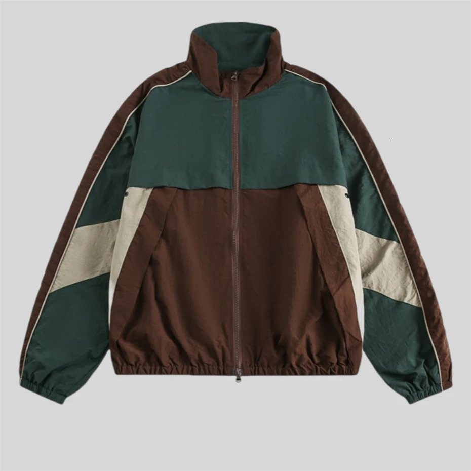 Vintage Patchwork Jackets Windbreaker Men Harajuku Casual Outdoor Jacket Mens Clothing Streetwear Hip Hop Spring Jackets 250408