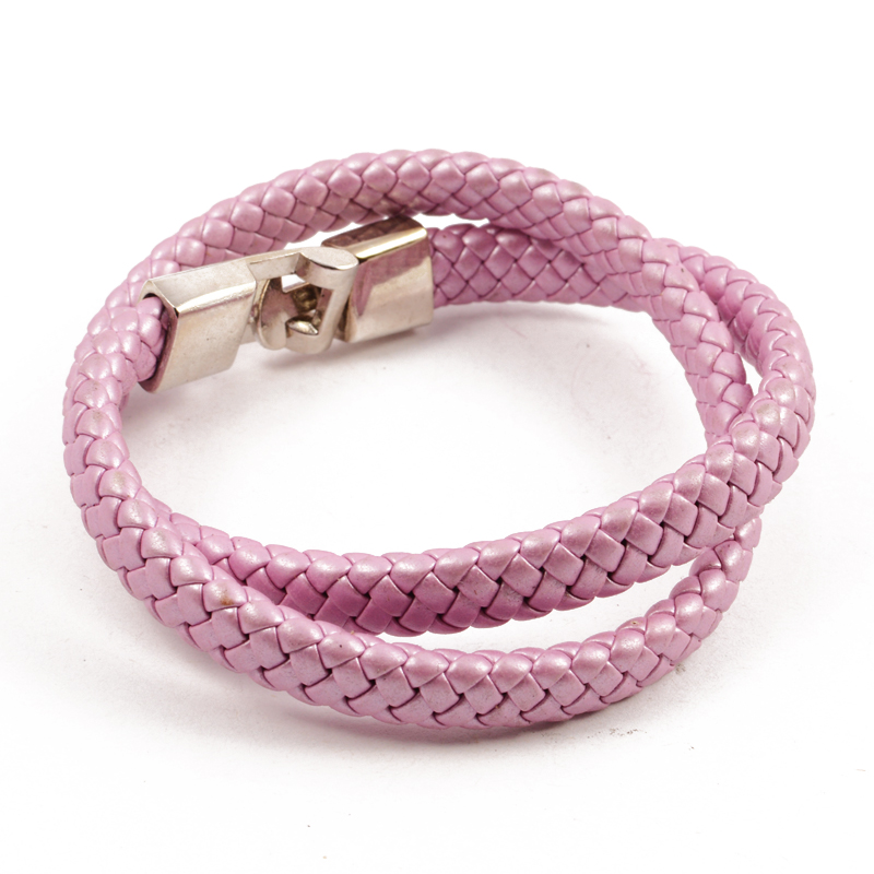 Fashion Femmes hommes filles argent argenté blanc bleu bleu en acier inoxydable span rond bracelets en cuir bijoux pulveser un cadeau