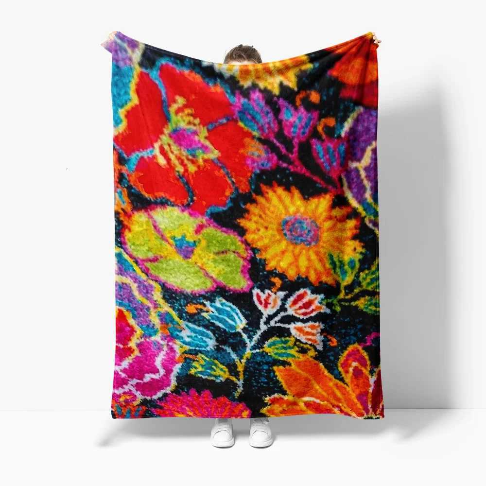 Vibrant Colorful Abstract Floral Printed Fleece Throw Blanket Sofa Bed Cover Gift for Women KidsW251107-image-1083903620