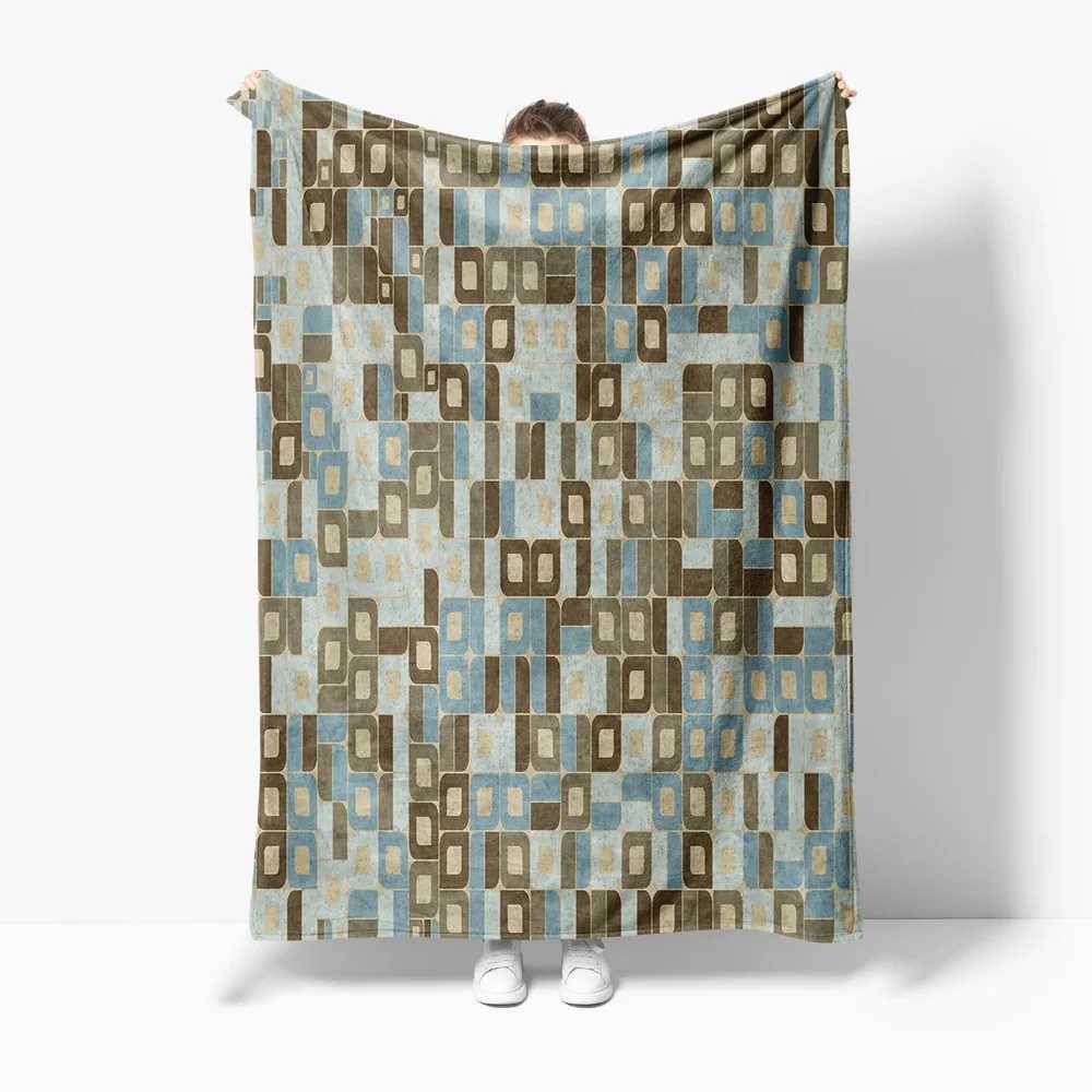 Geometric Block Printed Cotton Blanket Throw Soft Cozy Sofa Bed Decorative Throw Blanket for Living Room BedroomW251107-image-1083906725
