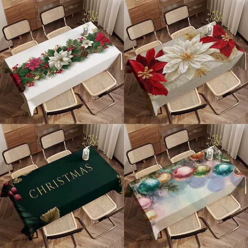 Christmas Floral Tablecloth Restaurant Kitchen Tablecloth Living Ro He Decoration Rectangar Party Decoration H251110-image-1083975275