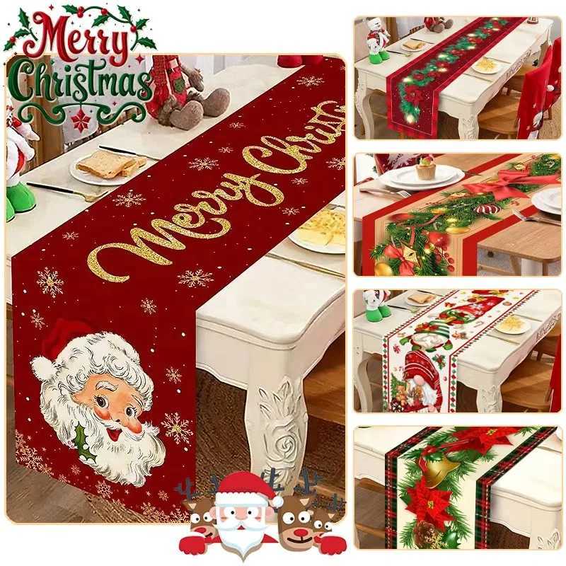 anta Claus Snowman Christmas Table Runner Tablecloth Merry Christmas He Xmas Party Decor 2025-2026 Ornament H251110-image-1083976115