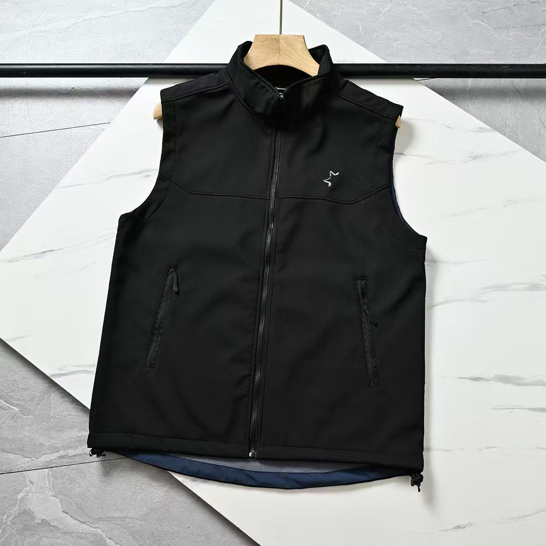 Arctw Ryxs Vests Designer Mens Soft Shell Stand Up Collar Vest Breathable Waterproof 25Aw Outdoor Mens Womens Arcs Casual Top Embroidered Lightweigh