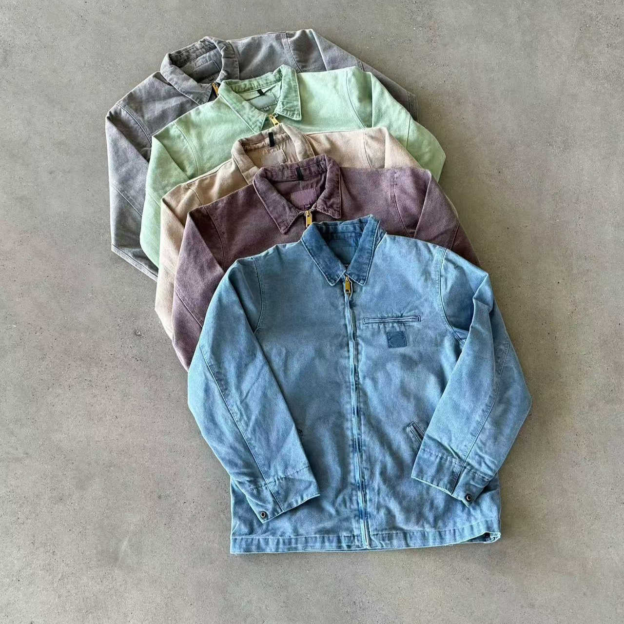 Vestes pour hommes revers de Detroit lavage de batik lourd pour faire de l'ancien outillage toile zipper veste décontractée manteau en vrac homme