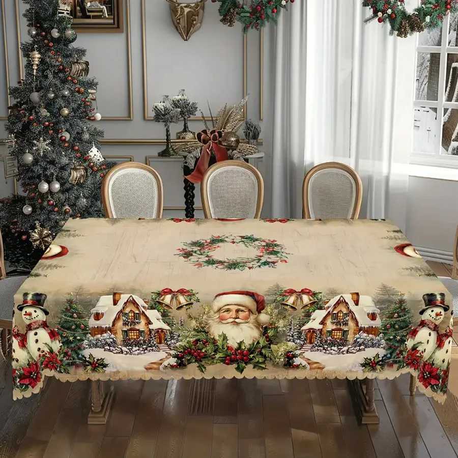 Christmas tablecloth snowflake Santa Claus tablecloth polter washable tablecloth modern simple anti foing H251110-image-1083978891