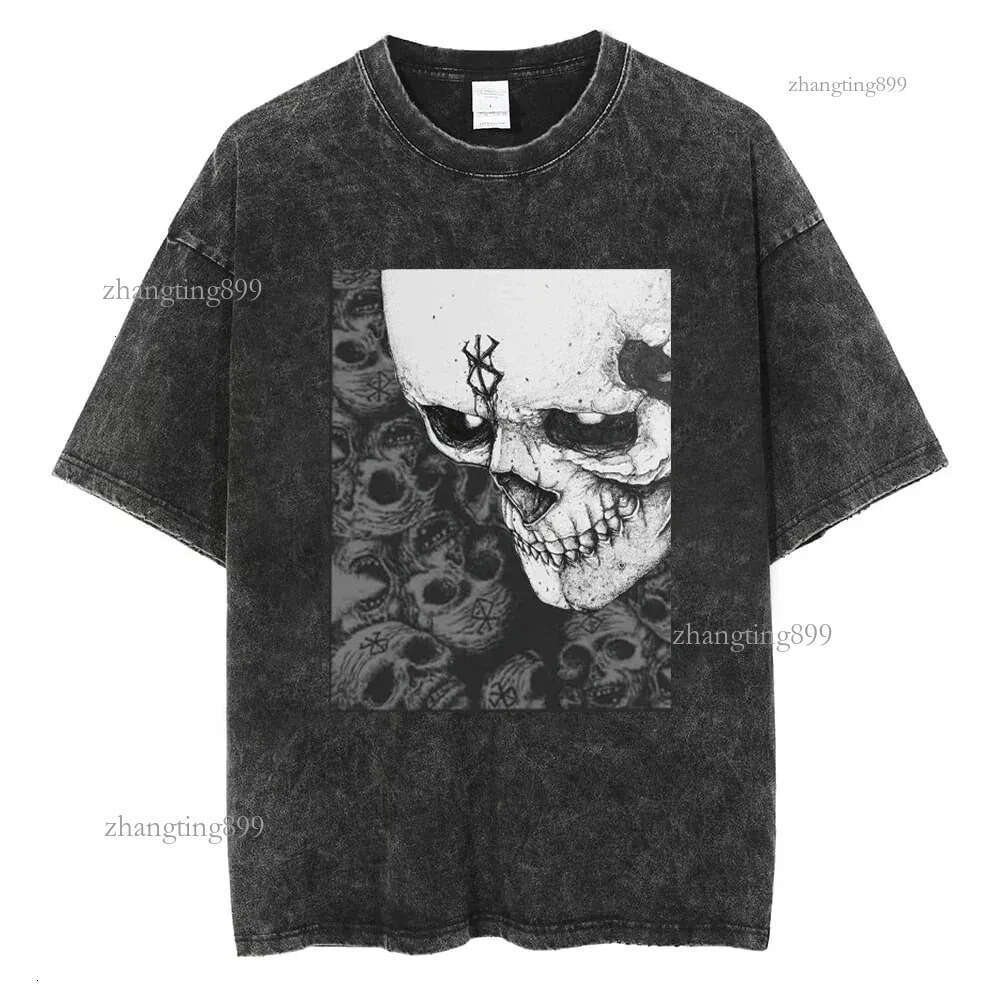 Anime Clithes Summer Dragon Print T Shirt Men Vintage Washed Tshirt Short Sleeve Cotton Tops Tees Harajuku Hip Hop Streetwear 240601