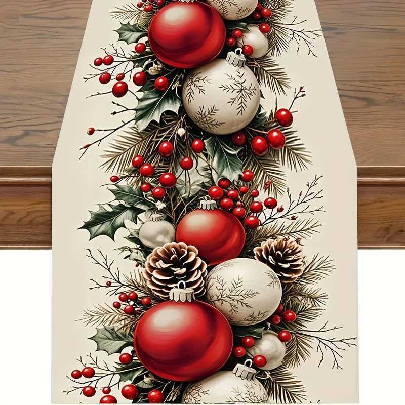 1pc Festive Christmas Table Runner - Polter Rectangar Holiday Table Decor for He and Gift Giving Christmas Decorations H251110-image-1083975882