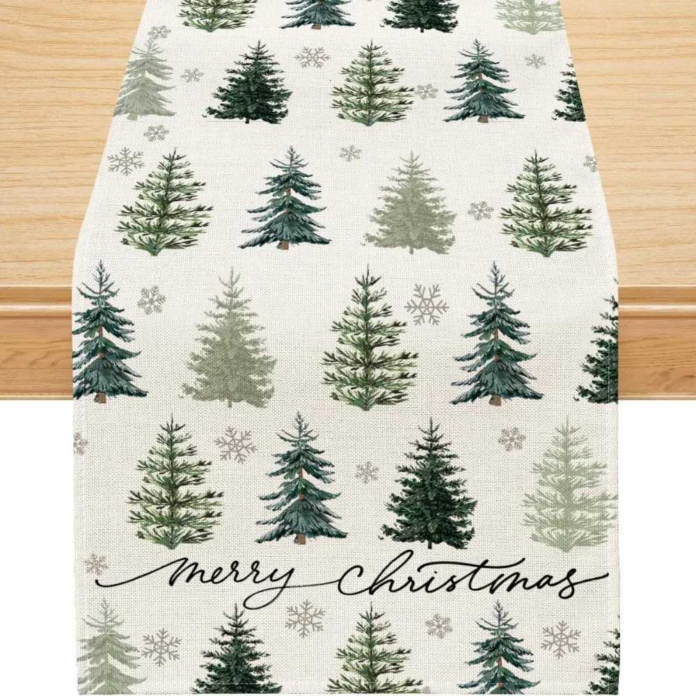 Bohen style suitable for winter Christmas farmhouse table runner Christmas tree he kitchen restaurant party table deco H251110-image-1083976332
