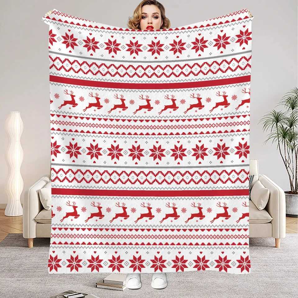 1pc Christmas Blanket Deer Snowflake 3D Print Smooth Flannel Blanket for Home Living Room Bedroom Decor New Year Christmas GiftW251107-image-1083907299