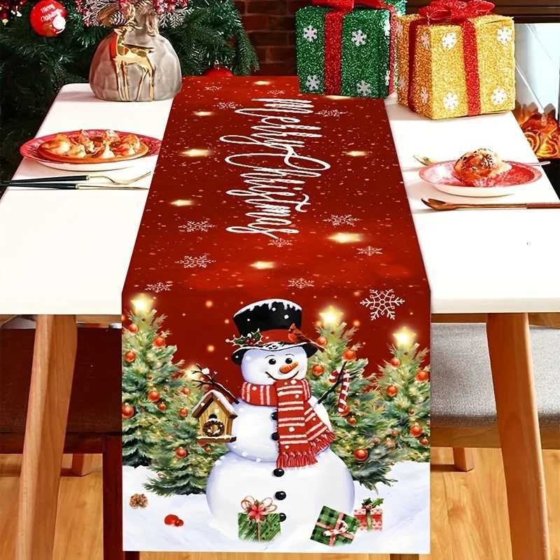 1 Piece of Joyf Snowman and Merry Christmas Design He Kitchen Table Decoration Holiday Season Tabletop Accessory H251110-image-1083975785
