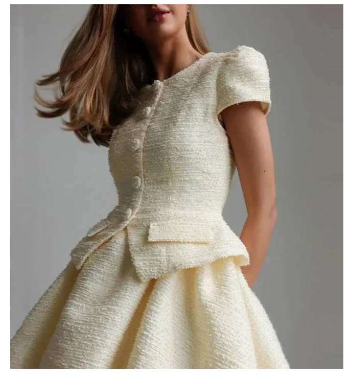 Tweed Puffy Sleeve Shirt Bubble Skirt Set Lady Retro Chic Solid Button Slim Shirts Mini Skirts Sets Women 2025 Party Outfits dongdumaoyi