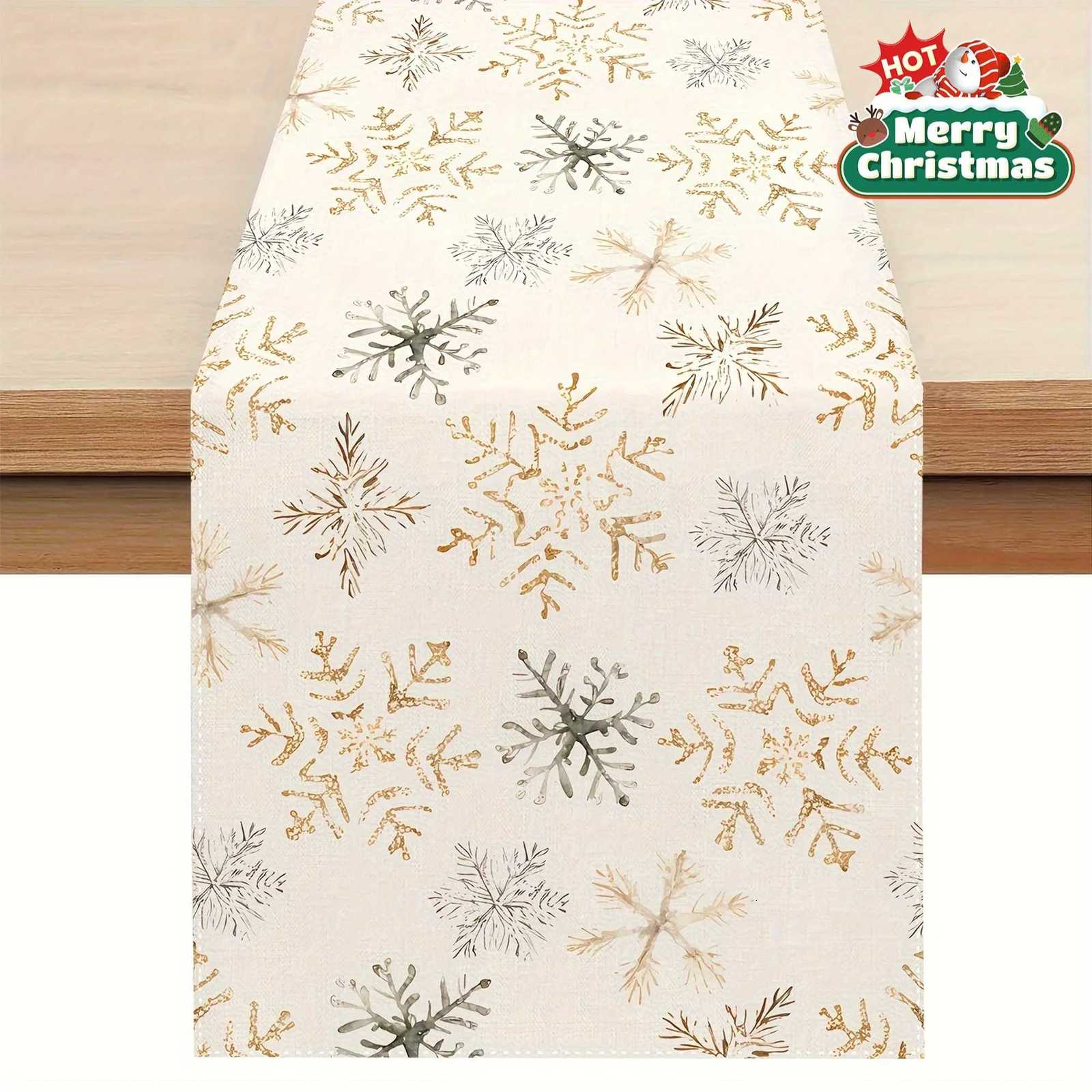 1 Winter Snowflake Christmas Table Runner Rectangar Shape Perfect for Festive Dining Table Decoration Adds Elegant Winter Vibe H251110-image-1083976765