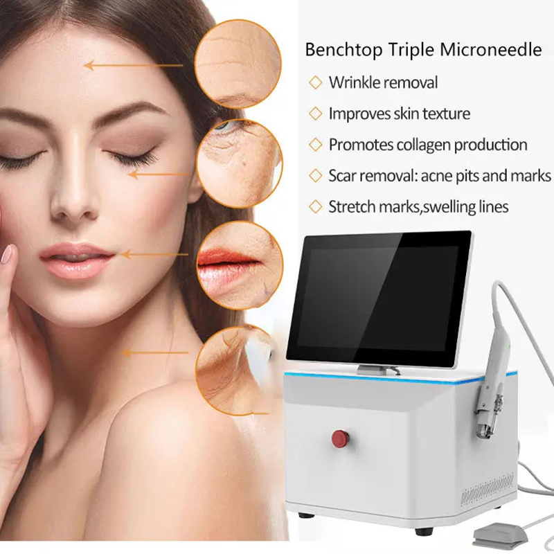 Portable Gold Micro Needle Machine With Radio Frequency Skin Tightening Remove Scars Rf Microneedle Acne Treatment Anti Aging Face Lifting Equipmen