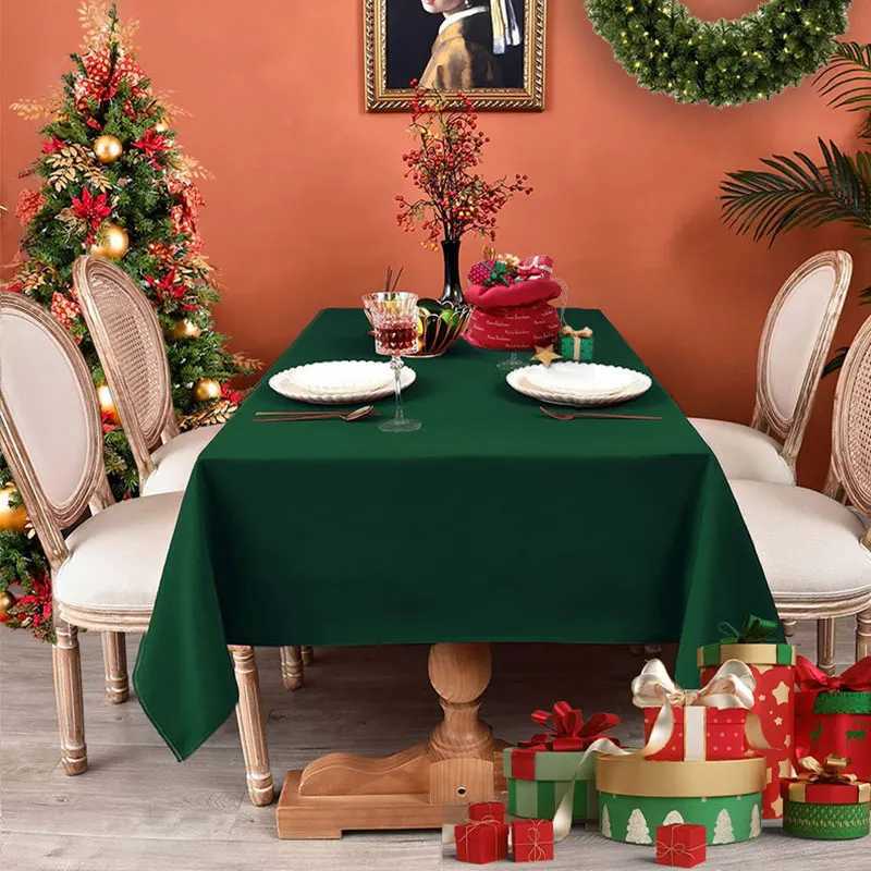 1PC Christmas Wine Red Polter Anti Wrinkle Washable And Reusable Restaurant Kitchen Table Decoration Cloth Tablecloth H251110-image-1083979192
