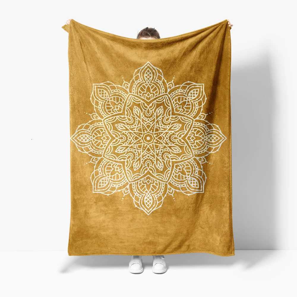 Fleece Blanket with Mandala Pattern Soft Cozy Throw Blanket for Sofa Bed Bedroom Living Room Decorative Throw BlanketW251107-image-1083903224