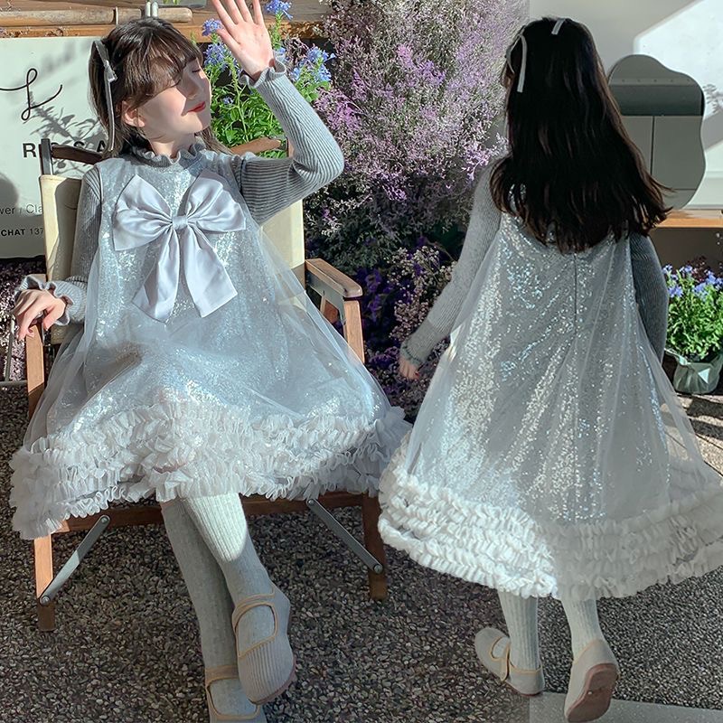 D654 Girls&#039; dress, spring and autumn style, 2025 new style, fashionable princess dress, girl&#039;s set dress, high-end feel.-image-1084018222