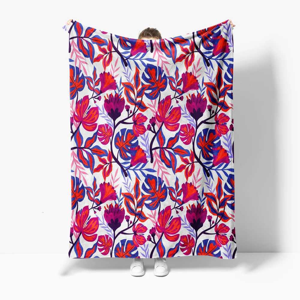 Vibrant Floral Pattern Blanket Soft Cozy Fleece Throw Blanket for Sofa Bed Decorative Throw Blanket GiftW251107-image-1083903134