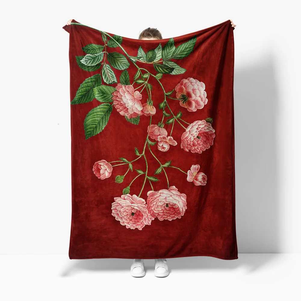 Plush Velvet Floral Rose Pattern Blanket Throw for Women Girls Sofa Bed Decoration GiftW251107-image-1083907594