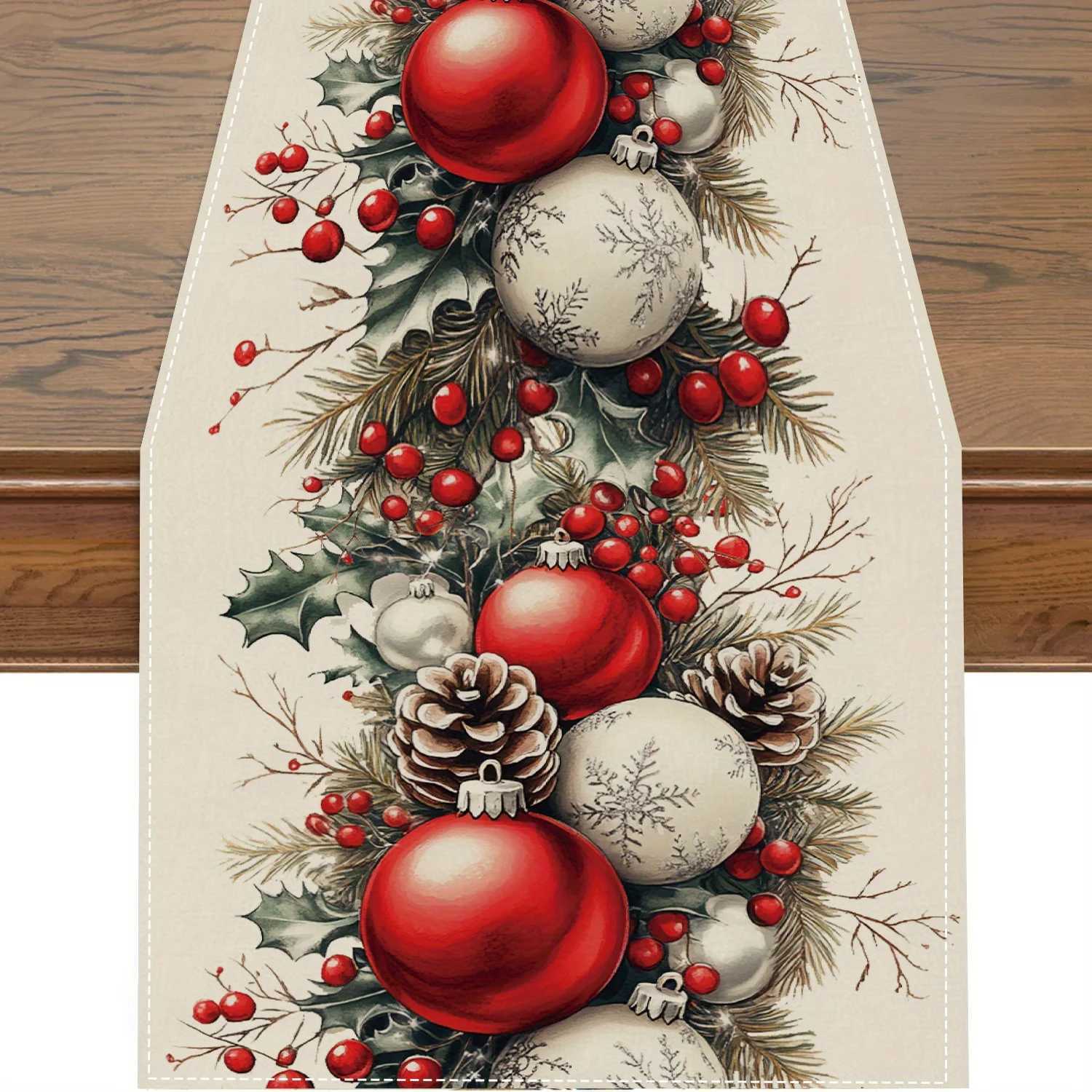 VIKAMA Winter Solst Christmas Theme Table Runner Festive Gathering Chinese Restaurant Winter Solst Party Decorations H251110-image-1083976241
